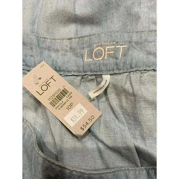 Ann Taylor LOFT Linen Denim Blend‎ Skirt Womens Size 10 Petite Blue Casual NWT - Picture 7 of 8